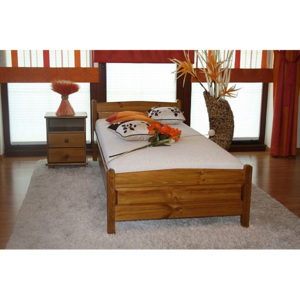 ANGEL magasított ágy + MORAVIA szendvics matrac + ágyrács, 120x200 cm, tölgy-lakk