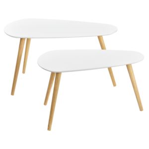 [en.casa]® Dohányzóasztal Calgary design nappali asztal 2 darabos szett 46 x 82 / 41 x 68 cm fehér