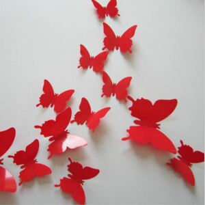 Falmatrica" Műanyag 3D lepkék - Piros" 12db 5-10 cm