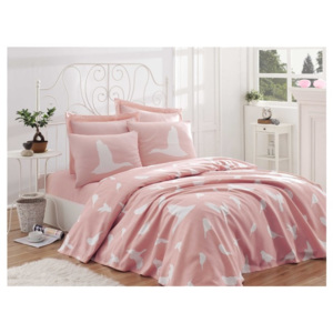Birdy rózsaszín egyszemélyes pamut ágytakaró, 140 x 200 cm