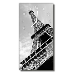 Négyszögletes fali üvegóra Város Eiffel-torony, szürke 30x60 cm