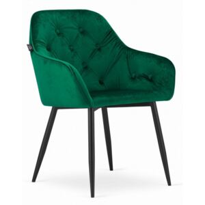 FORIO szék - zöld bársony / fekete lábak 2 darab