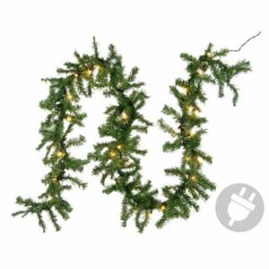 Karácsonyi girland NEXOS 270cm/35x mini izzó - sötétzöld