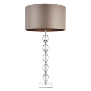 Endon verdone asztali lámpa kristály|textil|fém áttetsző kristály (k9) üveg ,szürkésbarna selyem