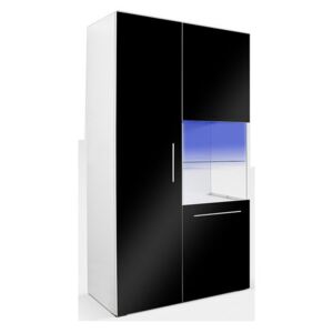 GALANTIC 2D vitrines szekrény, fehér/magasfényű fehér