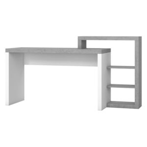 ABOT YOUNG PC asztal, 91x50x170, jobb, fehér/beton