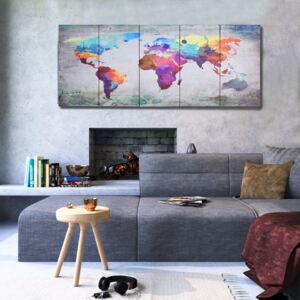 VidaXL többszínű nyomtatott vászon világtérkép 150 x 60 cm