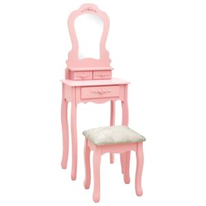 VidaXL rózsaszín császárfa fésülködőasztal-szett ülőkével 50x59x136 cm