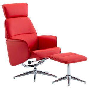 VidaXL piros műbőr dönthető fotel lábzsámollyal