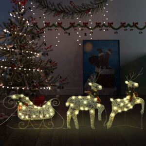 VidaXL arany rénszarvas & szán kültéri karácsonyi dekoráció 60 LED-del