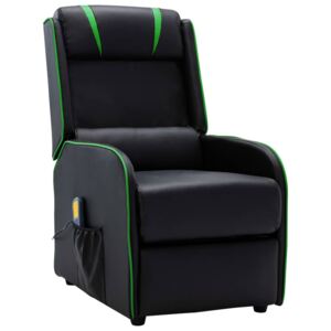 VidaXL fekete és zöld dönthető műbőr masszázsfotel