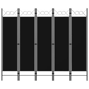 VidaXL fekete 5 paneles paraván 200 x 180 cm