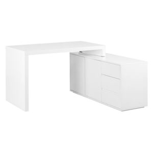 UNI-Tivano modern magasfényű fehér íróasztal komóddal