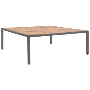 VidaXL szürke polyrattan és akácfa kerti asztal 200 x 200 x 74 cm