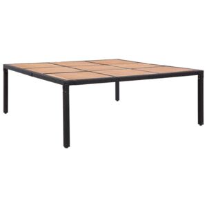 VidaXL fekete polyrattan és akácfa kerti asztal 200 x 200 x 74 cm