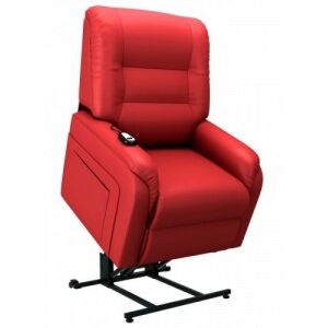 Piros dönthető/emelhető elektromos műbőr TV-fotel
