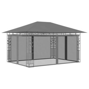 VidaXL antracitszürke pavilon szúnyoghálóval 4 x 3 x 2,73 m 180 g/m²