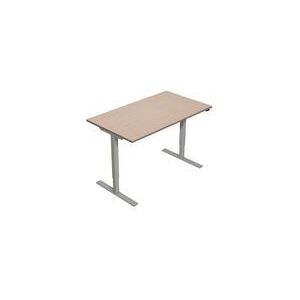Egyenes, állítható magasságú irodai asztal, fehér/szÜrke, 140 x 80 cm