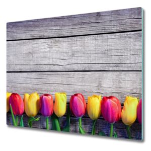 Üveg vágódeszka Tulipán fa 60x52 cm