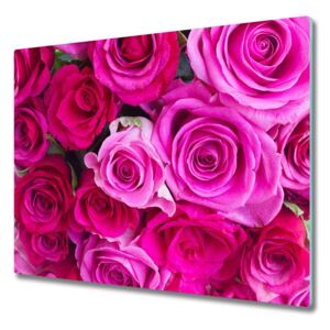 Üveg vágódeszka Egy csokor rózsaszín rózsa 60x52 cm