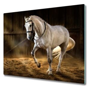 Üveg vágódeszka Fehér ló az istállóban 60x52 cm