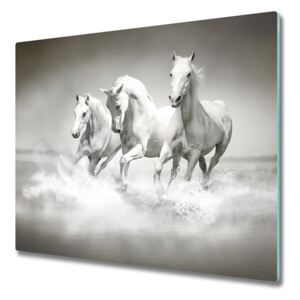 Üveg vágódeszka fehér lovak 60x52 cm