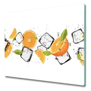 Üveg vágódeszka Narancs jéggel 60x52 cm