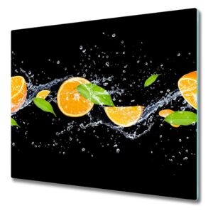 Üveg vágódeszka Narancs és víz 60x52 cm