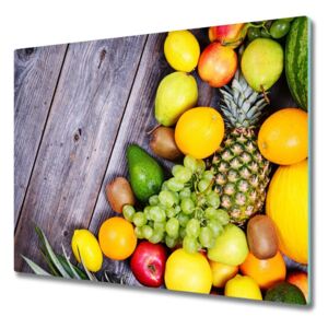 Üveg vágódeszka Gyümölcs, fa 60x52 cm