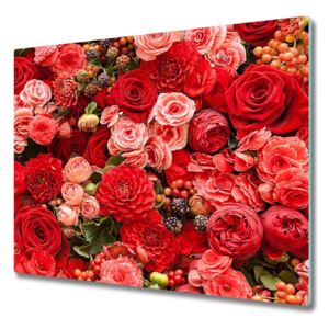 Üveg vágódeszka piros virágok 60x52 cm