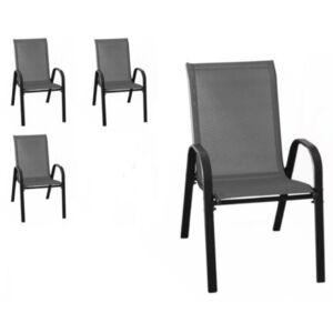 Wohaga “New York” kerti szék szett, 4 db, antracit/fekete