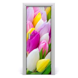Ajtó tapéta színes tulipán 75x205 cm