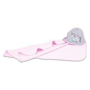 Baby Shop kapucnis fürdőlepedő 100*100 cm - rózsaszín/szürke unicorn