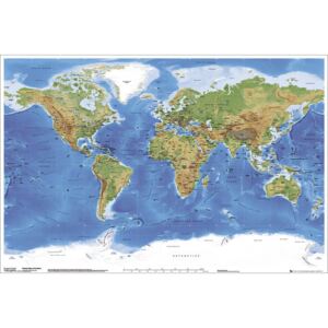 Világtérkép - A világ fizikai térképe Plakát, (91,5 x 61 cm)