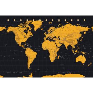 Világ térképe - Gold World Map Plakát, (91,5 x 61 cm)