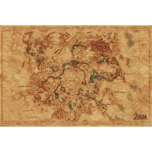 Plakát The Legend Of Zelda: Breath Of The Wild - Hyrule World Map, (91.5 x 61 cm)