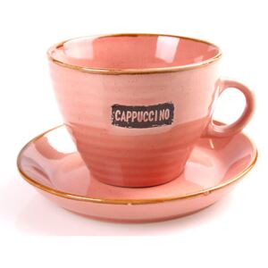 Cappuccinos kerámia csésze aljjal - rózsaszín - 290 ml
