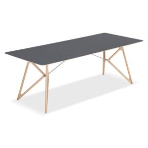 Tink tömör tölgyfa étkezőasztal fekete asztallappal, 220 x 90 cm - Gazzda
