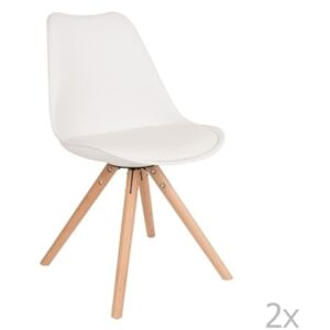 Tryck 2 db-os fehér székkészlet bükkfa lábakkal - White Label