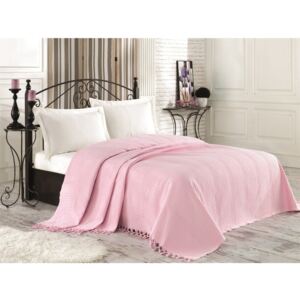Clemence kétszemélyes rózsaszín pamut ágytakaró, 220 x 240 cm