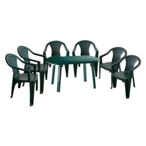 Santorini II. New 6 személyes kerti bútor szett, zöld asztallal, 6 db Palermo zöld székkel