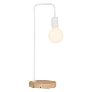 Decor Valetta fehér asztali lámpa fa talpazattal - Homemania