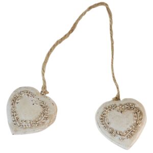Double Heart szívalakú fa dekoráció - Antic Line