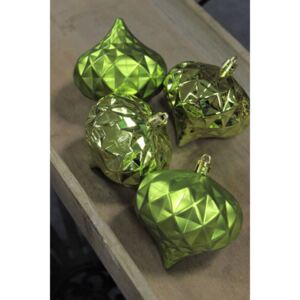 Zöld műanyag karácsonyfadíszek 8cm 4db