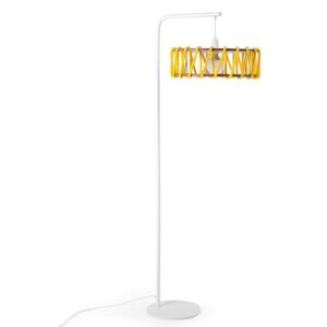Macaron állólámpa fehér szerkezettel és nagy sárga lámpabúrával - EMKO