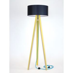 Wanda sárga állólámpa fekete lámpabúrával és türkiz kábellel - Ragaba