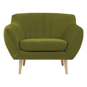 Sardaigne zöld fotel világos lábakkal - Mazzini Sofas