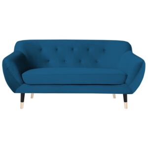Amelie kék kétszemélyes kanapé fekete lábakkal - Mazzini Sofas