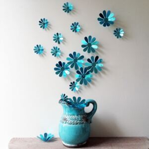 Flowers Chic kék 3D hatású 12 darabos falmatrica szett - Ambiance