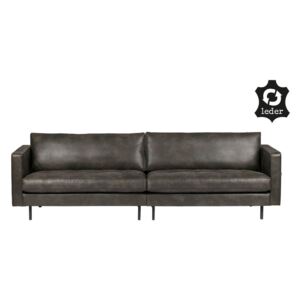 Rodeo fekete háromszemélyes kanapé, újrahasznosított bőrből - BePureHome